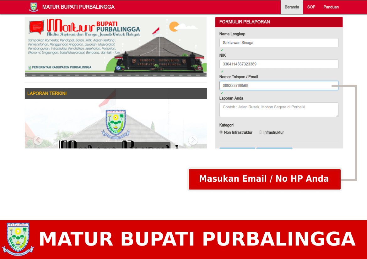 Mengisi Email / No Telpon