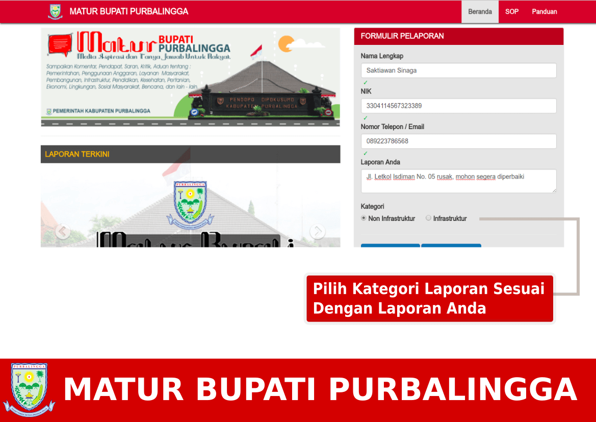 Mengisi Kategori Laporan Anda