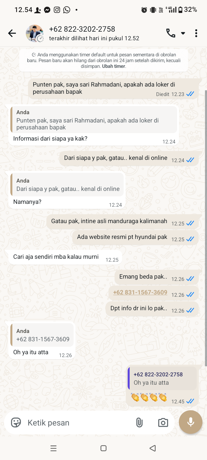 Lampiran foto terkait aduan Laporan Dugaan Penipuan Lowongan Kerja di Karawang atas Nama Warga Manduraga Kalimanah