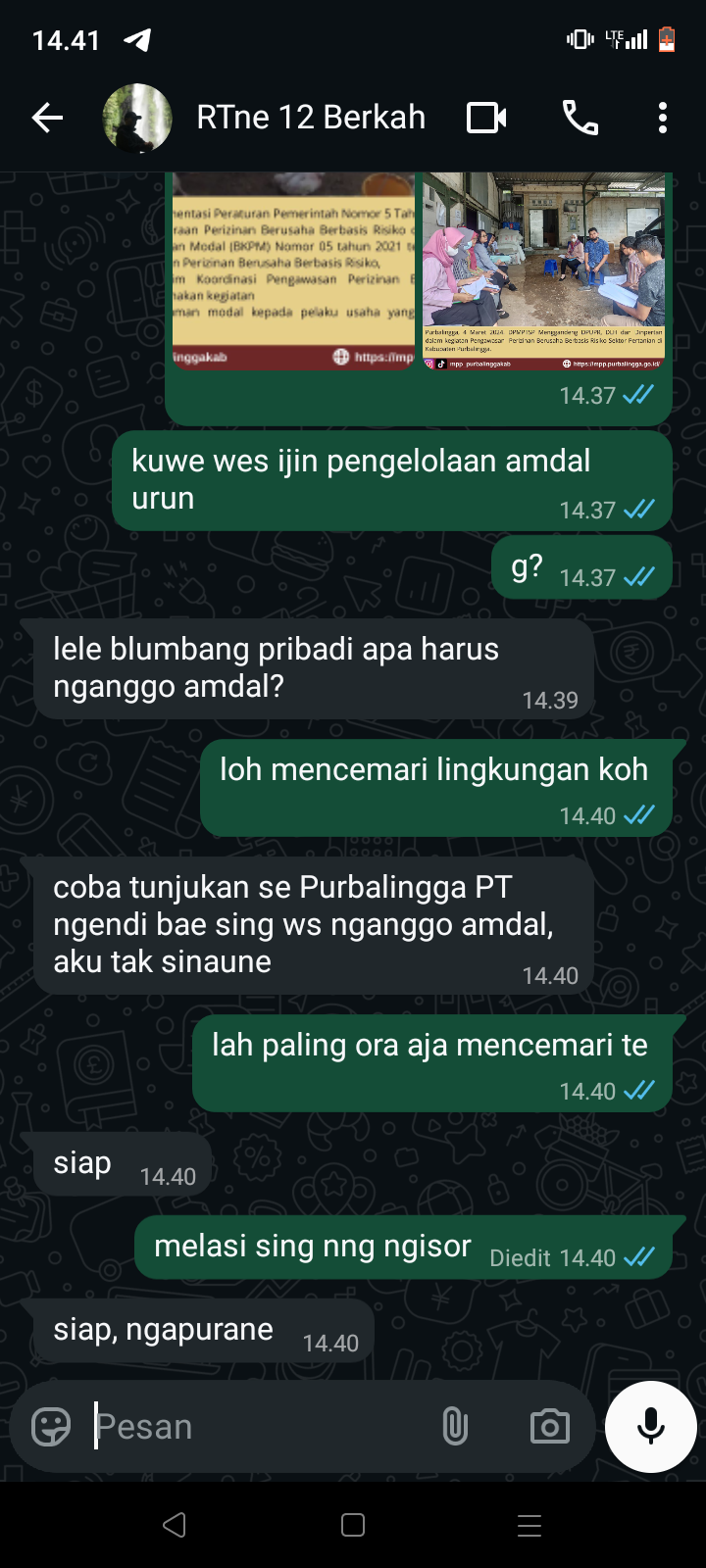 Lampiran foto terkait aduan Dampak Pencemaran Limbah Kandang Ayam dan Kolam Ikan terhadap Kualitas Air Sumur Warga di Ds. Krenceng